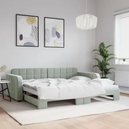 Sofá cama nido terciopelo gris claro 90x190 cm de vidaXL, Camas y somieres - Ref: Foro24-3196942, Precio: 241,56 €, Descuento: %