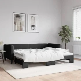 Sofá cama nido tela negro 90x190 cm de vidaXL, Camas y somieres - Ref: Foro24-3196590, Precio: 266,55 €, Descuento: %