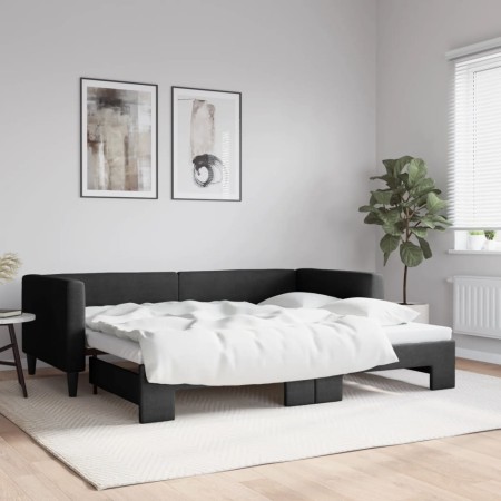 Sofá cama nido tela negro 90x190 cm de vidaXL, Camas y somieres - Ref: Foro24-3196590, Precio: 270,73 €, Descuento: %