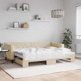 Ausziehbares Schlafsofa, cremefarbener Stoff, 80 x 200 cm von vidaXL, Betten und Lattenroste - Ref: Foro24-3197425, Preis: 24...
