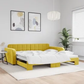 Ausziehbares Schlafsofa aus gelbem Samt, 100 x 200 cm von vidaXL, Betten und Lattenroste - Ref: Foro24-3196941, Preis: 254,98...
