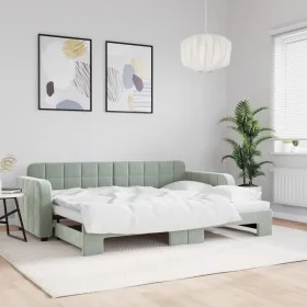 Sofá cama nido terciopelo gris claro 80x200 cm de vidaXL, Camas y somieres - Ref: Foro24-3196922, Precio: 267,00 €, Descuento: %