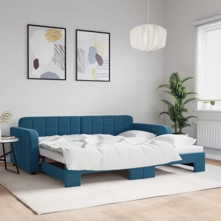 Ausziehbares Schlafsofa aus blauem Samt, 90 x 200 cm von vidaXL, Betten und Lattenroste - Ref: Foro24-3196928, Preis: 272,35 ...