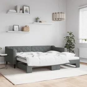Trundle sofa bed dark gray fabric 90x190 cm by vidaXL, Beds and slatted bases - Ref: Foro24-3197437, Price: 246,71 €, Discoun...