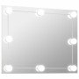 Espejo de pared sin marco con luces LED rectangular de vidrio