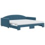 Trundle sofa bed with blue velvet mattress 100x200 cm by vidaXL, Beds and slatted bases - Ref: Foro24-3197331, Price: 422,16 ...