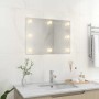 Espejo de pared sin marco con luces LED rectangular de vidrio