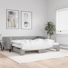 Trundle sofa bed with light gray fabric mattress 100x200 cm by vidaXL, Beds and slatted bases - Ref: Foro24-3196601, Price: 3...