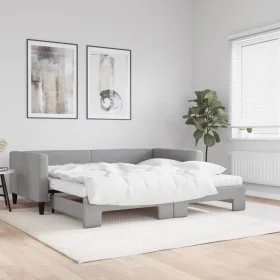 Trundle sofa bed with light gray fabric mattress 100x200 cm by vidaXL, Beds and slatted bases - Ref: Foro24-3196601, Price: 4...