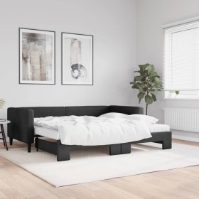 Sofá cama nido con colchón tela negro 90x190 cm