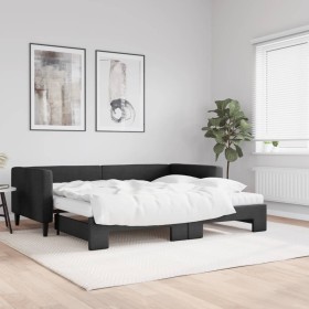 Sofá cama nido con colchón tela negro 90x190 cm de vidaXL, Camas y somieres - Ref: Foro24-3196608, Precio: 430,61 €, Descuent...