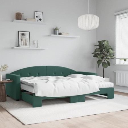 Sofá cama nido con colchón terciopelo verde oscuro 80x200 cm de vidaXL, Camas y somieres - Ref: Foro24-3197320, Precio: 415,1...