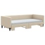 Trundle sofa bed with cream fabric mattress 90x200 cm by vidaXL, Beds and slatted bases - Ref: Foro24-3196600, Price: 439,61 ...