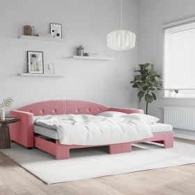 Ausziehbares Schlafsofa mit rosa Samtmatratze 100x200 cm von vidaXL, Betten und Lattenroste - Ref: Foro24-3197335, Preis: 445...