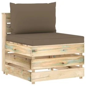 Ecksofa mit grau imprägnierten Holzkissen von vidaXL, Modulare Sofas für den Außenbereich - Ref: Foro24-3074515, Preis: 100,0...