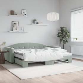 Trundle sofa bed with light gray velvet mattress 90x190 cm by vidaXL, Beds and slatted bases - Ref: Foro24-3197338, Price: 41...