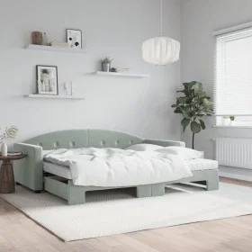 Trundle sofa bed with light gray velvet mattress 90x190 cm by vidaXL, Beds and slatted bases - Ref: Foro24-3197338, Price: 43...