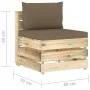Sectional central sofa with gray impregnated wood cushions by vidaXL, Modular outdoor sofas - Ref: Foro24-3074515, Price: 100...