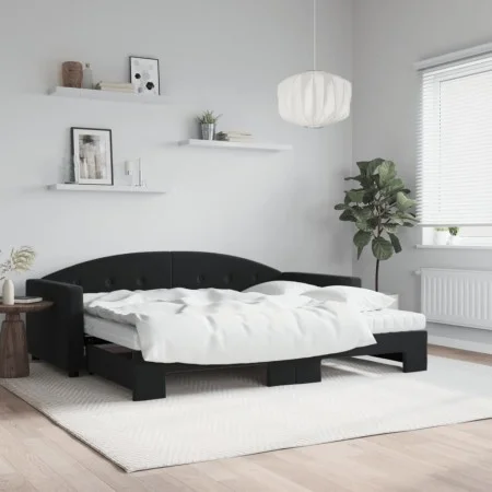 Trundle sofa bed with black velvet mattress 90x200 cm by vidaXL, Beds and slatted bases - Ref: Foro24-3197329, Price: 444,14 ...