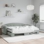 Sofá cama nido con colchón terciopelo gris claro 80x200 cm