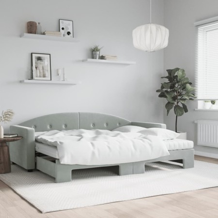 Sofá cama nido con colchón terciopelo gris claro 80x200 cm de vidaXL, Camas y somieres - Ref: Foro24-3197318, Precio: 417,89 ...