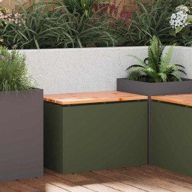 Banco de jardín Verde oliva 60 x 40 x 43 cm Acero en Bancos de jardín | Comprar online en Foro24