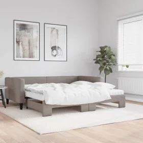 Trundle sofa bed with taupe gray fabric mattress 100x200 cm by vidaXL, Beds and slatted bases - Ref: Foro24-3196604, Price: 4...