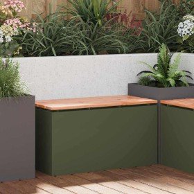 Banco de jardín Verde oliva 80 x 40 x 43 cm Acero en Bancos de jardín | Comprar online en Foro24