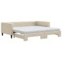 Trundle sofa bed with cream fabric mattress 100x200 cm by vidaXL, Beds and slatted bases - Ref: Foro24-3196605, Price: 425,69...