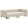 Trundle sofa bed with cream fabric mattress 100x200 cm by vidaXL, Beds and slatted bases - Ref: Foro24-3196605, Price: 425,69...
