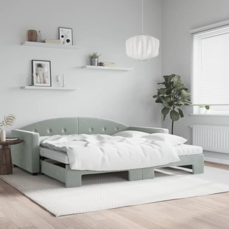 Sofá cama nido con colchón terciopelo gris claro 100x200 cm de vidaXL, Camas y somieres - Ref: Foro24-3197332, Precio: 436,58 €