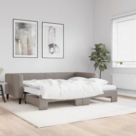 Trundle sofa bed with taupe gray fabric mattress 90x200 cm by vidaXL, Beds and slatted bases - Ref: Foro24-3196599, Price: 44...