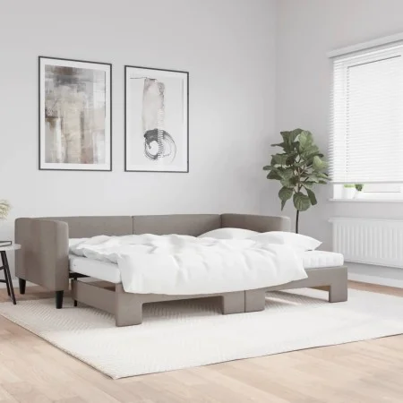 Trundle sofa bed with taupe gray fabric mattress 90x200 cm by vidaXL, Beds and slatted bases - Ref: Foro24-3196599, Price: 44...