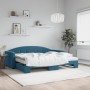 Trundle sofa bed with blue velvet mattress 90x200 cm by vidaXL, Beds and slatted bases - Ref: Foro24-3197324, Price: 442,23 €...