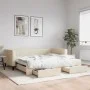 Sofá cama nido con cajones tela color crema 100x200 cm de vidaXL, Camas y somieres - Ref: Foro24-3196623, Precio: 295,06 €, D...