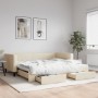 Sofá cama nido con cajones tela color crema 100x200 cm de vidaXL, Camas y somieres - Ref: Foro24-3196623, Precio: 296,57 €, D...