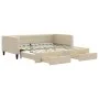 Sofá cama nido con cajones tela color crema 100x200 cm de vidaXL, Camas y somieres - Ref: Foro24-3196623, Precio: 295,06 €, D...
