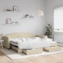 Sofá cama nido con cajones tela color crema 100x200 cm de vidaXL, Camas y somieres - Ref: Foro24-3197233, Precio: 304,17 €
