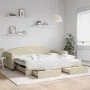 Sofá cama nido con cajones tela color crema 100x200 cm de vidaXL, Camas y somieres - Ref: Foro24-3197233, Precio: 303,46 €, D...