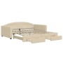 Ausziehbares Schlafsofa mit Schubladen, cremefarbener Stoff, 100 x 200 cm von vidaXL, Betten und Lattenroste - Ref: Foro24-31...
