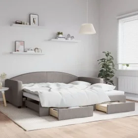 Trundle sofa bed with drawers taupe gray fabric 100x200 cm by vidaXL, Beds and slatted bases - Ref: Foro24-3197232, Price: 30...