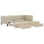 Trundle sofa bed with drawers cream fabric 90x200 cm by vidaXL, Beds and slatted bases - Ref: Foro24-3196618, Price: 288,00 €...