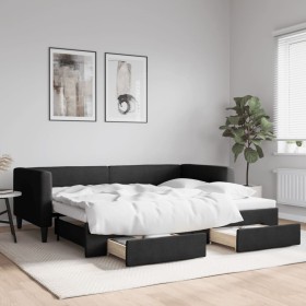 Sofá cama nido con cajones tela negro 90x190 cm de vidaXL, Camas y somieres - Ref: Foro24-3196626, Precio: 309,65 €, Descuent...