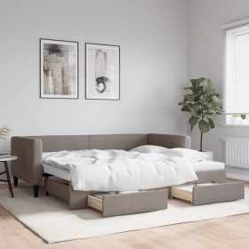 Trundle sofa bed with drawers taupe gray fabric 90x200 cm by vidaXL, Beds and slatted bases - Ref: Foro24-3196617, Price: 288...