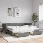 Sofá cama nido con cajones tela gris oscuro 90x200 cm de vidaXL, Camas y somieres - Ref: Foro24-3196615, Precio: 289,44 €, De...