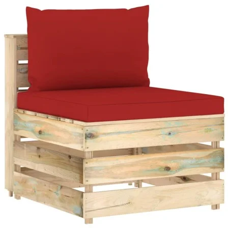 Sectional central sofa with gray impregnated wood cushions by vidaXL, Modular outdoor sofas - Ref: Foro24-3074513, Price: 88,...