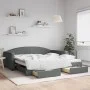 Sofá cama nido con cajones tela gris oscuro 100x200 cm de vidaXL, Camas y somieres - Ref: Foro24-3197230, Precio: 299,29 €, D...