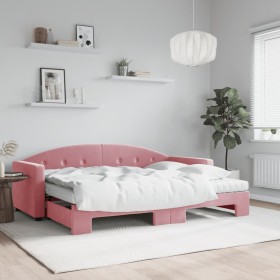 Ausziehbares Schlafsofa mit rosa Samtmatratze 80x200 cm von vidaXL, Betten und Lattenroste - Ref: Foro24-3197321, Preis: 421,...