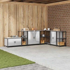 Estante de almacenamiento de cocina Plateado Acero inoxidable en Armarios de cocina | Comprar online en Foro24