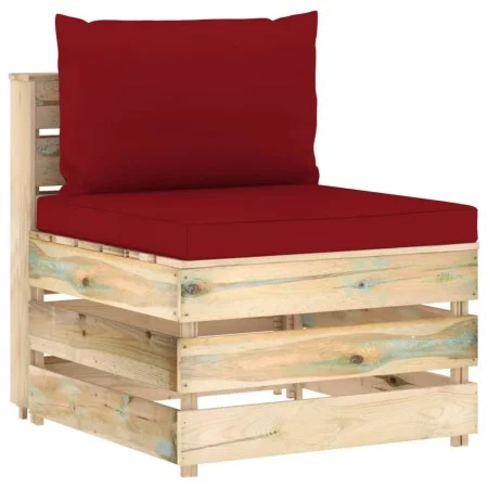Sectional central sofa with gray impregnated wood cushions by vidaXL, Modular outdoor sofas - Ref: Foro24-3074516, Price: 91,...